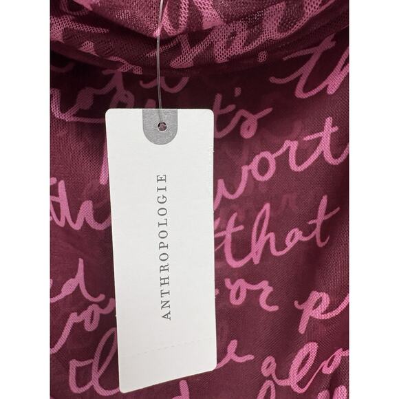 Maeve Anthropologie Mesh Script Print Draped Cowl Neck Ruched Tank Top S - Picture 5 of 8